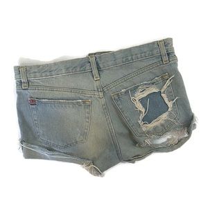 BDG Distressed denim short light blue wash size 24